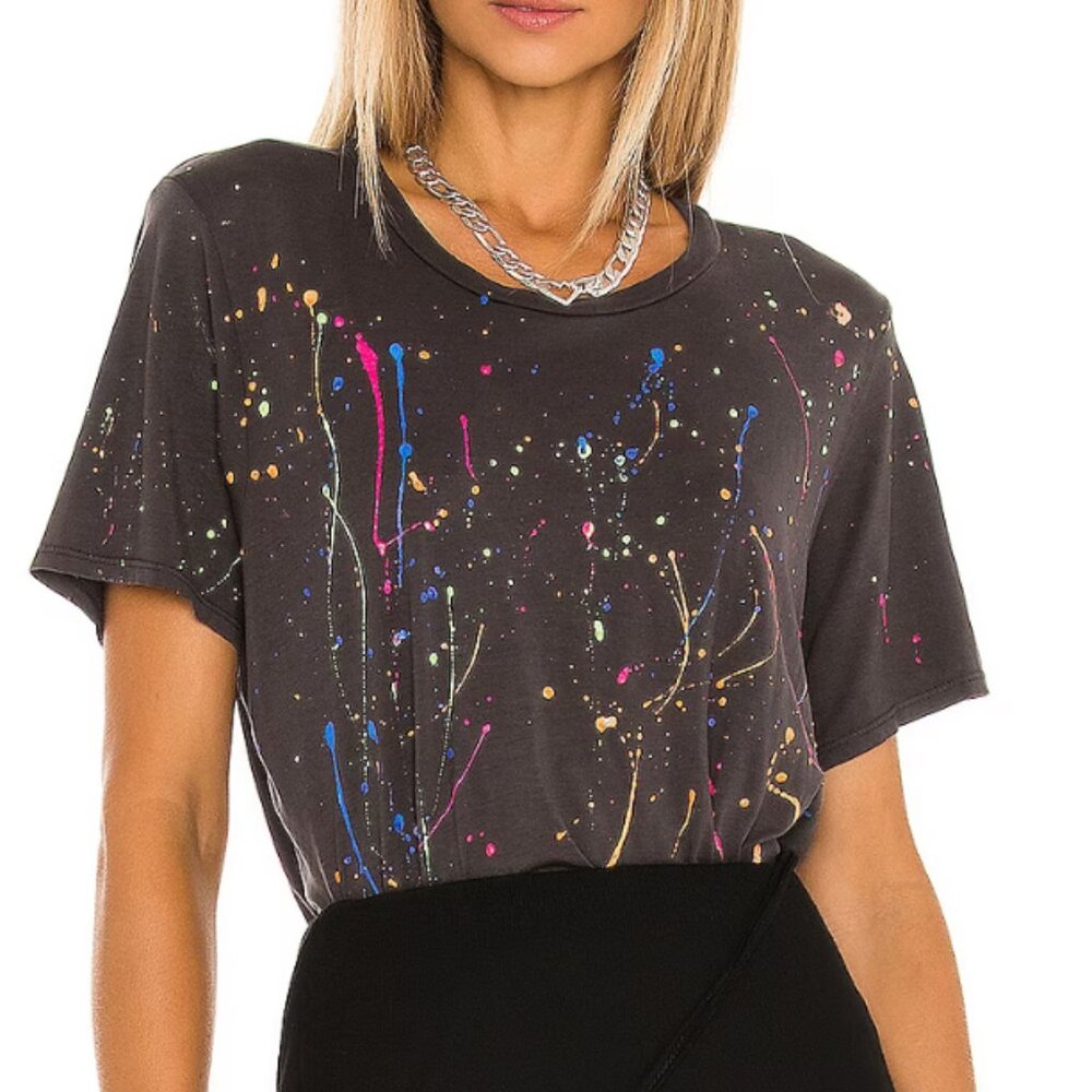 Roman Boyfried Tee in Onyx & Neon Splatter